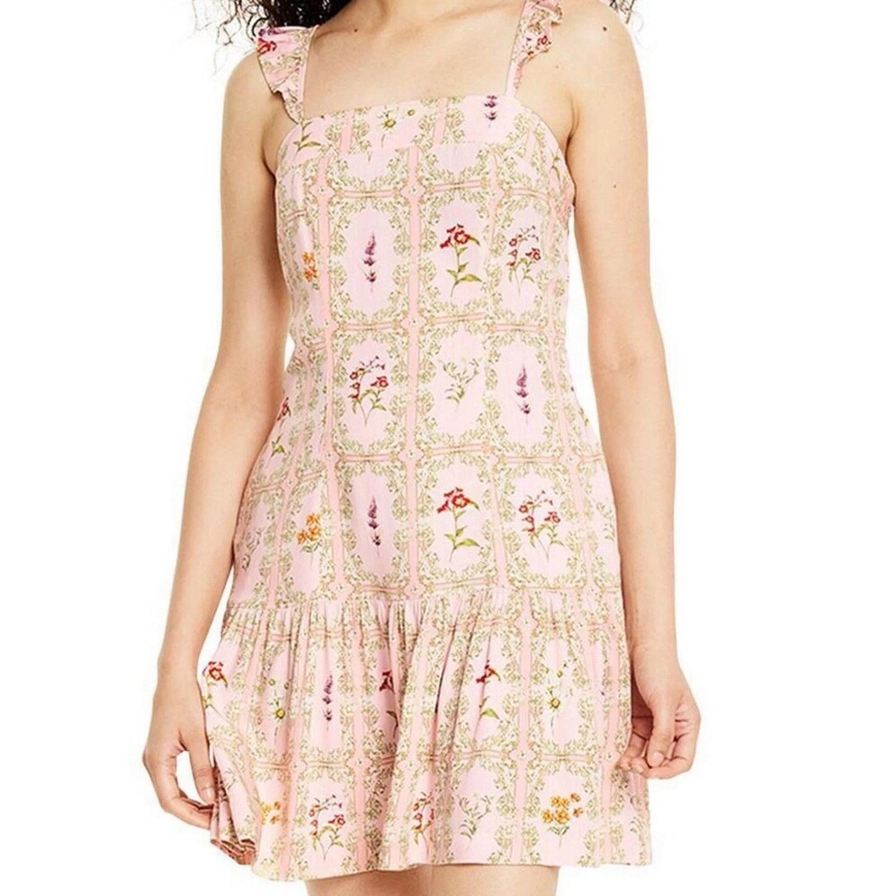 Agua Bendita X Target Sz 1X Floral Pink Sundress Ruffle Romantic Soft Comfy - Picture 2 of 7